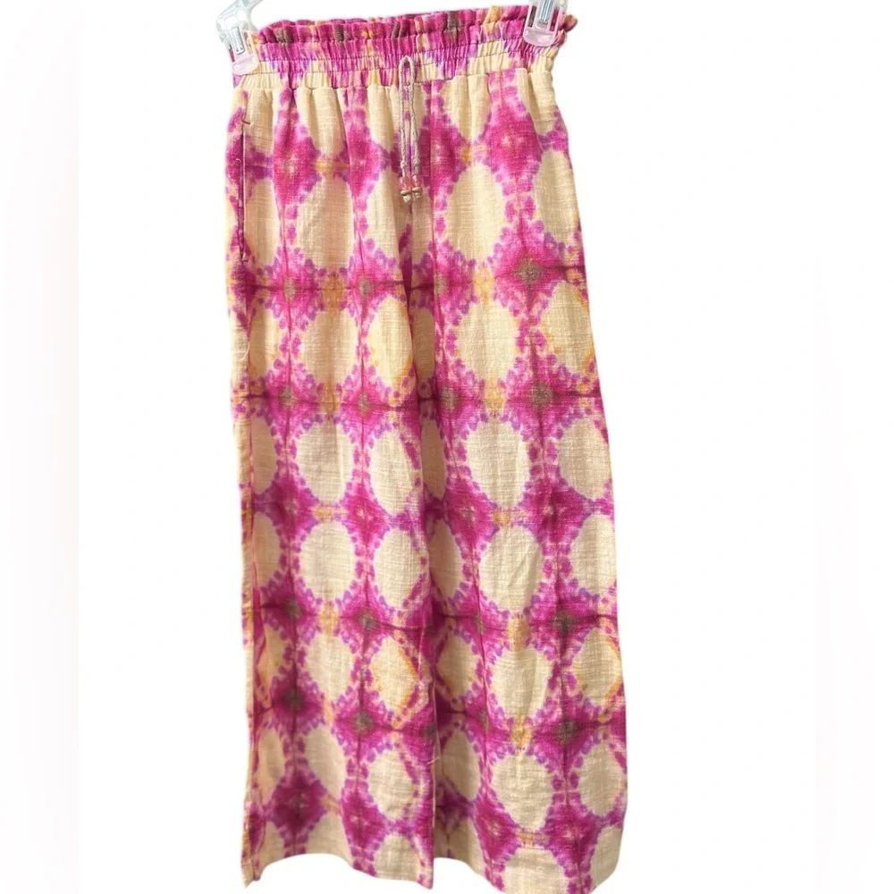 ZARA Kids Wide-Leg Pink Cream Tie-Dye Pants size 9 years